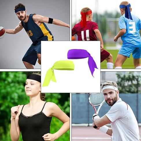2Pcs Tie Headband, Sports Head Ties for Men, Women, Ninja, Karate, Tennis, Pirate Head Band & Bandana, Athletic Sweatband/Hair Band for Basketball, Running, Workout in Saudi Arabia