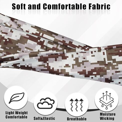 5-Pack Sports Headbands for Men Camo Sweatband for Men and Women - Moisture Wicking Workout Headband Hairband for Running, Cycling, Football,Yoga, Daily Use in Saudi Arabia