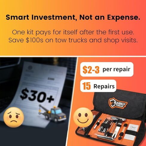 Professional 25-Piece Tire Repair Kit - Complete Emergency Kit for Car, Motorcycle. All-in-One Portable Oxford bag with Essential Tools & Step-by-Step Manual. Ready to Use, No Extra Purchase Needed. in Saudi Arabia