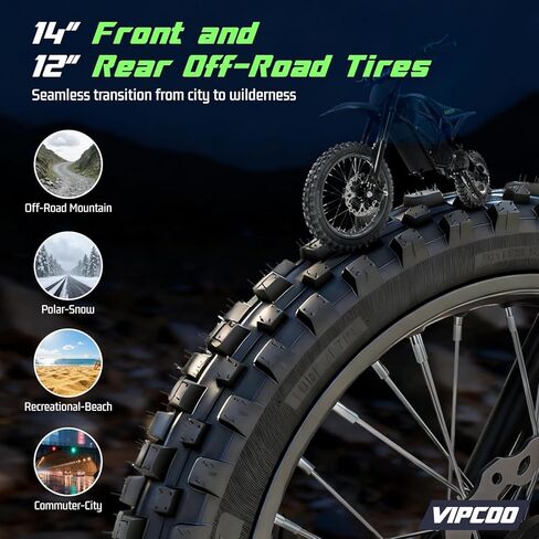 H3 Electric Dirt Bike for Teens,3500W Mid-drive High-power Motor Max Speed 40mph,1104Wh Battery 45miles Range, 14“/12" All-terrain Pneumatic Tires,3 Gear Shifting Mountain Electric Dirt Motorcycle in Saudi Arabia