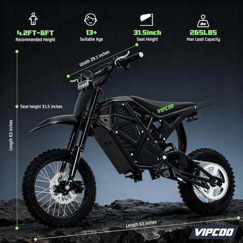 H3 Electric Dirt Bike for Teens,3500W Mid-drive High-power Motor Max Speed 40mph,1104Wh Battery 45miles Range, 14“/12" All-terrain Pneumatic Tires,3 Gear Shifting Mountain Electric Dirt Motorcycle in Saudi Arabia