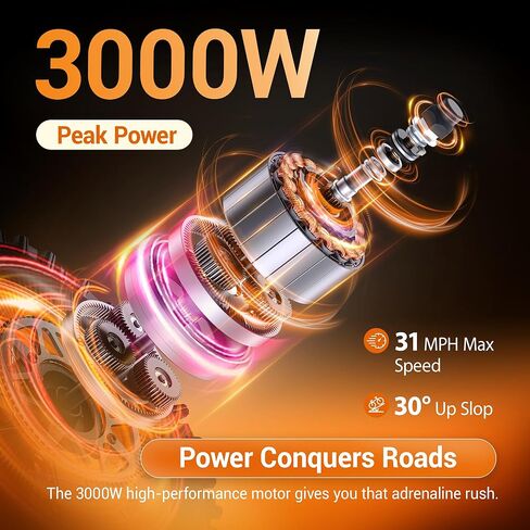 MilePop1 دراجة ترابية كهربائية للمراهقين والبالغين، محرك 3000 واط|220 نيوتن متر|أقصى 31 ميل في الساعة|48 فولت/25 أمبير|دراجة نارية كهربائية منحدر 30 درجة مع فرامل هيدروليكية، نظام تعليق كامل وموسيقى، دراجة إلكترونية للطرق الوعرة للأعمار من 13 عامًا فما فو in Kuwait