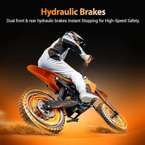 MilePop1 دراجة ترابية كهربائية للمراهقين والبالغين، محرك 3000 واط|220 نيوتن متر|أقصى 31 ميل في الساعة|48 فولت/25 أمبير|دراجة نارية كهربائية منحدر 30 درجة مع فرامل هيدروليكية، نظام تعليق كامل وموسيقى، دراجة إلكترونية للطرق الوعرة للأعمار من 13 عامًا فما فو in Kuwait