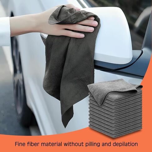 Grey Microfiber Cleaning Cloth, 12 Pack Premium Microfiber Towels for Cars, Lint Free, Scratch-Free, Highly Absorbent, Reusable Cleaning Rags for Car, Household, Kitchen, Window, 11.5"X11.5" in Saudi Arabia