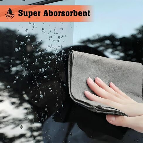 Grey Microfiber Cleaning Cloth, 12 Pack Premium Microfiber Towels for Cars, Lint Free, Scratch-Free, Highly Absorbent, Reusable Cleaning Rags for Car, Household, Kitchen, Window, 11.5"X11.5" in Saudi Arabia