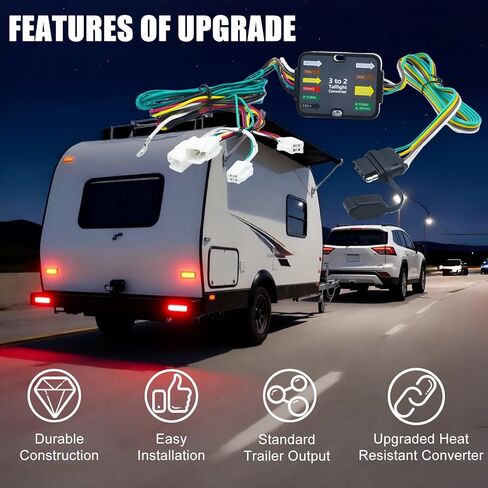 56434 مجموعة أسلاك مقطورة مسطحة ذات 4 دبابيس متوافقة مع Toyota RAV4 2019-2025، RAV4 Prime 2021-2024، Outlander PHEV 2023-2025، مجموعة أسلاك وصلة السحب المخصصة من جانب السيارة، تركيب التوصيل والتشغيل in Kuwait