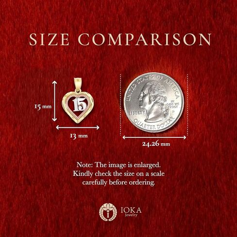 14K Tri Color Gold Sweet 15 Years Bday Quinceanera Heart Charm Tiny Size Pendant For Necklace or Chain in Saudi Arabia