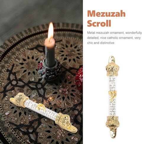 HOMSFOU اليهودية Mezuzah للباب مع الكتاب المقدس التمرير المعادن Mezuzah حالة الدينية ديكور المنزل هدية لبيت جديد ومباركة ميتزفه 4.53 بوصة in Saudi Arabia