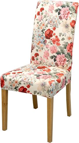 Lalluxy Stretchy Parson Chair Slipcovers for Dining Room Chair seat Covers Chair Protectors for Party Pet Protection Universal Fit Soft Polyester (Set of 4, Orange Flowers) in Kuwait
