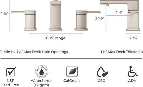 صنبور حوض الحمام Pfister Deckard، واسع الانتشار 8 بوصة، مقبضان، 3 فتحات، لمسة نهائية سوداء غير لامعة، LG49DAPB in Kuwait