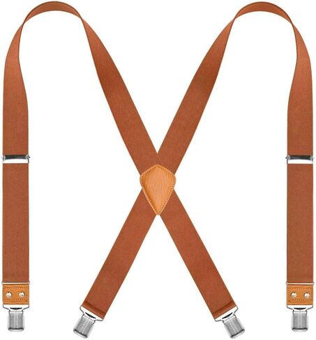 Men's Suspenders 1.4" Wide Elastic X-Back Adjustable with 4 Metal Clips in Saudi Arabia