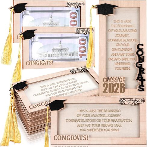 6 Pcs Graduation Money Holder 2026 Graduation Funny Cash Gift Wooden Congrats Money Card Holder Class of 2026 Gift Idea for Graduate Senior High School College Party Supplies(Black,Classic) in Saudi Arabia