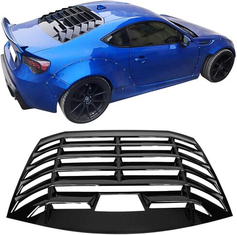 IKON MOTORSPORTS، فتحة النافذة الخلفية متوافقة مع 2013-2016 Scion FR-S/2013-2020 Subaru BRZ/2017-2020 Toyota 86، IKON Style Gloss Black Window Visor Guards Sun Shade Cover ABS in Kuwait
