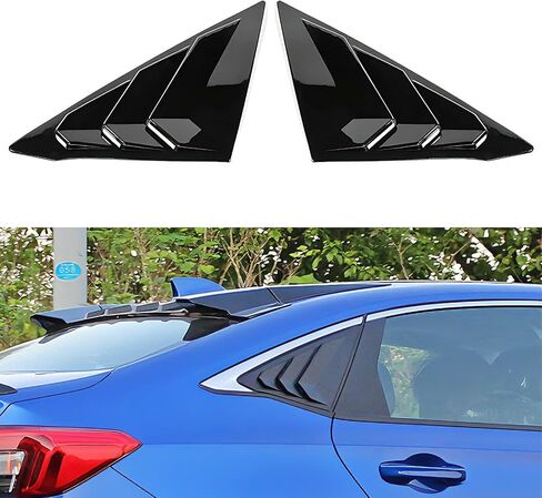 for Honda Civic Sedan 2022 2023 2024 2025 2026 Accessories Racing Style Rear Side Window Louvers Air Vent Scoop Shades Cover Blinds Trim Window Scoop Louver Cover,Matt Black Red in Saudi Arabia