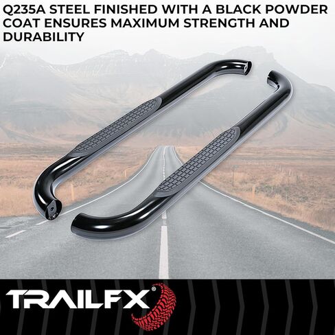قضبان TrailFX Nerf تناسب سيارة شيفروليه سيلفرادو 1500 Standard Cab 2007-2018 فولاذ مطلي بمسحوق أسود 3 بوصة مجموعة منحنية دائرية مكونة من لوحتي تشغيل مثبتة على لوحة الروك مع أجهزة التثبيت TrailFX A0032B in Kuwait