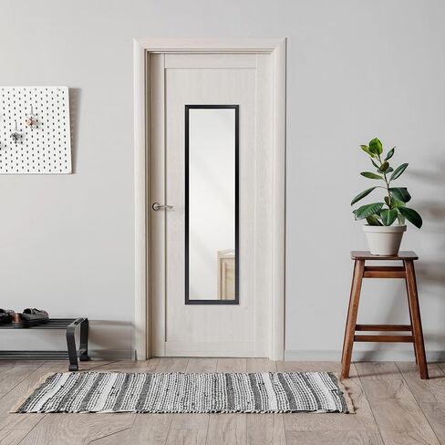 Over Door Full Length Mirror, 13.5x49.5 Inch Rectangular Hanging Mirror with Frame for Wall & Door, Includes Anti-Tip Hardware, Perfect for Bedroom, Closet, Entryway, Bathroom, Dorm (Black) in Saudi Arabia