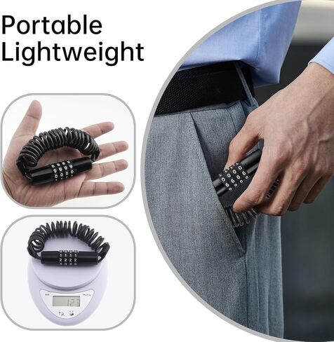 Windance Stainless Steel Retractable Password Lock, Helmet Luggage Lock Cable, Metal Body Anti-Theft Keyless Travel with 4 Digit Coded Combination, Secures Your Suitcase Backpack in Saudi Arabia