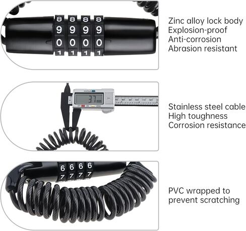 Windance Stainless Steel Retractable Password Lock, Helmet Luggage Lock Cable, Metal Body Anti-Theft Keyless Travel with 4 Digit Coded Combination, Secures Your Suitcase Backpack in Saudi Arabia