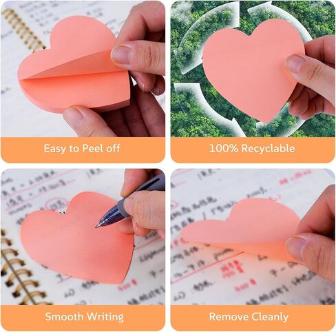 Heart Sticky Notes 640 Sheets, 8 Pads Cute Heart Shape Post it Notes, Strong Adhesive Post, Clean Removal, 80 Sheets/pad in Kuwait