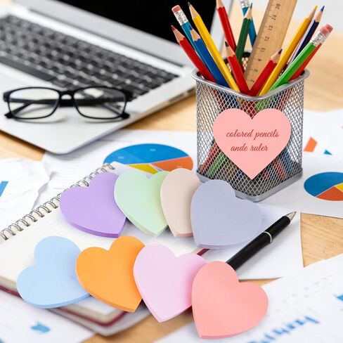 Heart Sticky Notes 640 Sheets, 8 Pads Cute Heart Shape Post it Notes, Strong Adhesive Post, Clean Removal, 80 Sheets/pad in Kuwait