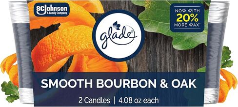 Glade 1-Wick Scented Candle Jar, Smooth Bourbon & Oak, Air Freshener Infused with Essential Oils, 4.08 Oz, 2 Count in Saudi Arabia