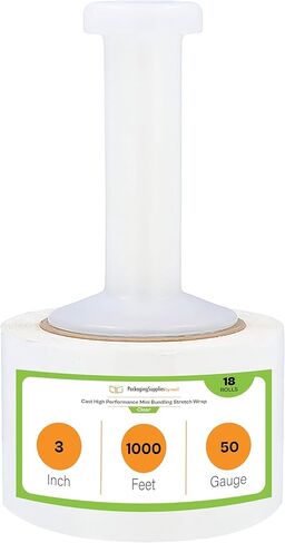 PSBM 12 Rolls 5 Inch x 1000 Feet 50 Gauge Mini Stretch Film/Wrap with Plastic Handle, Industrial Strength Clear Shrink/Plastic Wrap for Moving, Packing, Shipping, Bundling & Storage in Saudi Arabia