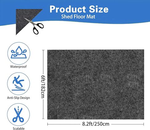 6 x 8.2FT Outdoor Storage Shed Floor Mat, Washable Garden Flooring Pad with Waterproof Bottom, Anti-Slip Patio Furniture Covering Dust Oil Mat for Shed, Tent, Carport, Storage Shed Not Included(Grey) in Saudi Arabia