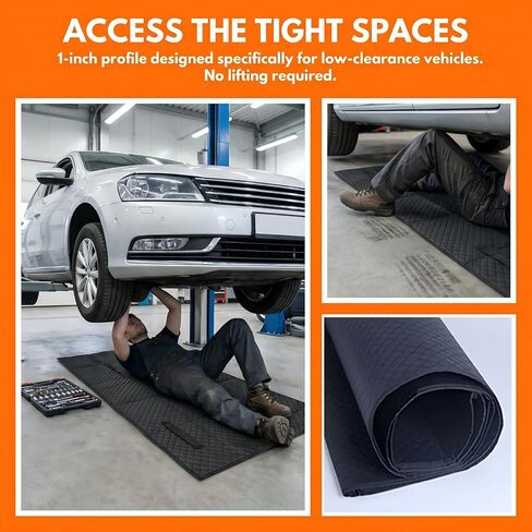 Rolling Creeper Automotive Mat, Foldable Under Car Repair Mat for Low Clearance, Portable Mechanics Rolling Pad with Storage Bag - Auto Repair Tool for Ground Maintenance,Black in Saudi Arabia