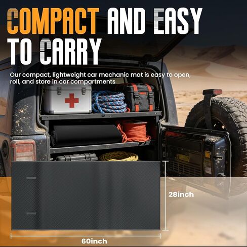 حصيرة الزاحف السحرية، 60 بوصة × 28 بوصة، حصيرة إصلاح السيارة المحمولة، حصيرة ميكانيكا قابلة للطي مع حقيبة تخزين للمركبات منخفضة الخلوص والأسطح غير المستوية، أعمال أرضية المرآب in Kuwait