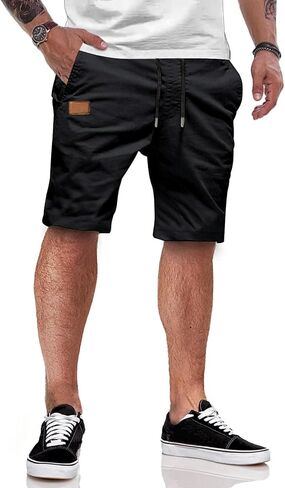 Mens Casual Cotton Shorts Drawstring Elastic Waist Summer Golf Pants Stretch Twill Beach Chino Shorts in Saudi Arabia