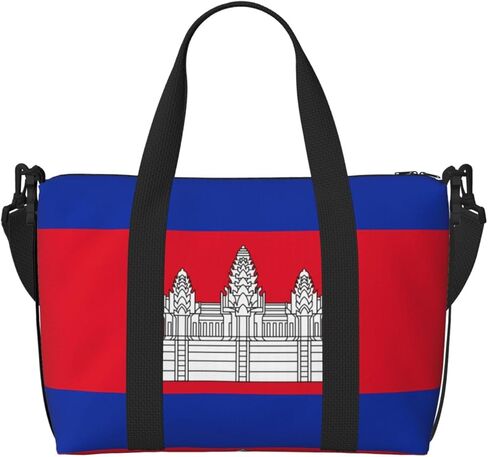 Cambodia Flag Printed Tote Gym Bag Crossbody Weekend Travel Bag Suitable For Business Trips in Saudi Arabia