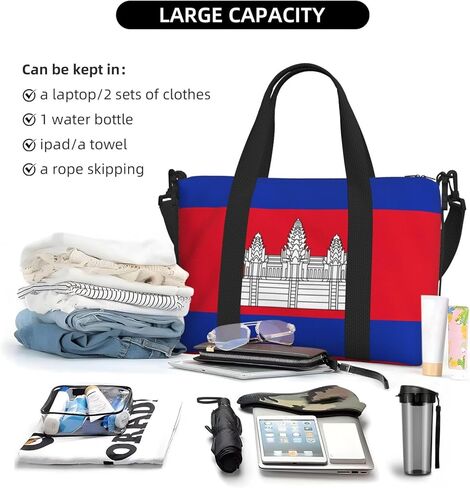 Cambodia Flag Printed Tote Gym Bag Crossbody Weekend Travel Bag Suitable For Business Trips in Saudi Arabia