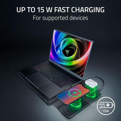 Razer 16" Laptop Sleeve with Wireless Charging: Fits Up to 16 Inches Laptops - Durable Polyester Weave - Padded Interior with Reinforced Edges - Fast Charging for 2 Devices & Compatible with MagSafe in Saudi Arabia