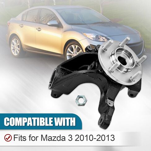 BBM2-33-021C 686-380 Front Passenger Side Steering Knuckle compatible with Mazda 3 2010-2013 RH Front Right Side Steering Knuckle Replace# BBM233021C BBM2-33-021 BBM233021 in Kuwait