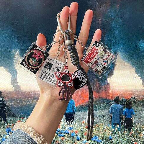 H.ebony 5Pcs Stranger 5 Keychains for Women Men, Movie Theme Keychain, Car Charms Backpack Key Key Chain Accessories Wristlet Chain in Saudi Arabia