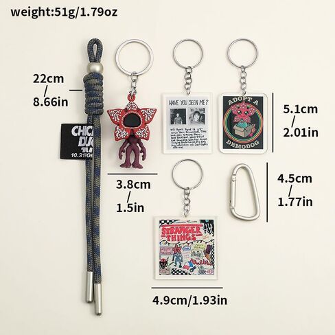H.ebony 5Pcs Stranger 5 Keychains for Women Men, Movie Theme Keychain, Car Charms Backpack Key Key Chain Accessories Wristlet Chain in Saudi Arabia