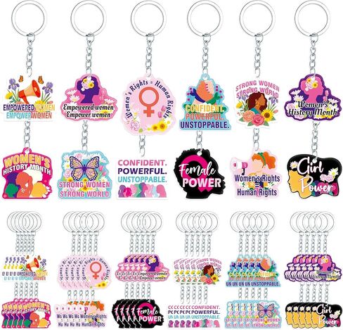 Moon Boat 60pcs Womens History Month Decorations Acrylic Keychain Bulk for International Women’s Day, Empowerment, Feminist Gifts in Saudi Arabia