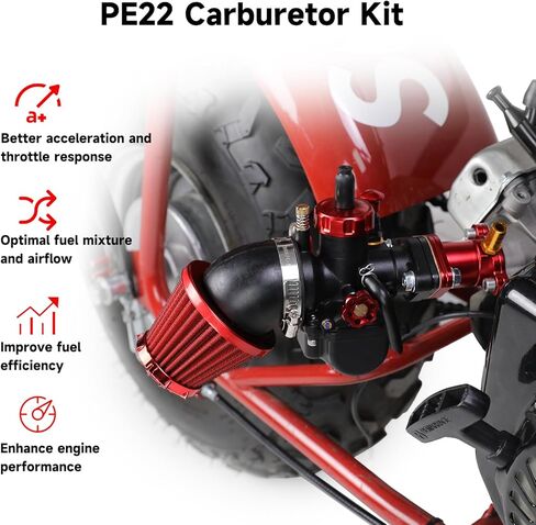 PE22 Carburetor Exhaust Pipe Throttle Cable Kit Compatible with Predator 212cc 196cc Coleman Mini Bike CT200U-EX BT200X B200R KT196 Go Kart Baja MB200 Warrior GX160 GX200 Clone Engine Parts in Saudi Arabia