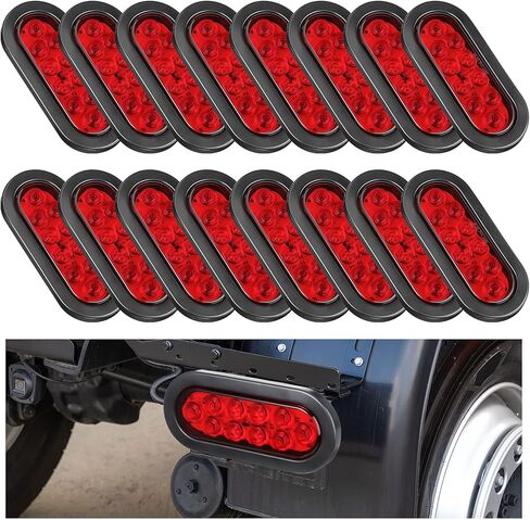 Retisee 16 Pcs 6 Inch Oval LED Trailer Light Kit, 10 LED Amber Trailer Side Marker Light, IP67 Waterproof Oval Marker Lights with 2 Wire Plug for Truck RV Boat (Amber) in Saudi Arabia