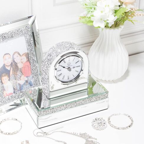 Timetrace Mirror Glass Crush Diamond Mantle Clock for Table Desk Fireplace in Kuwait