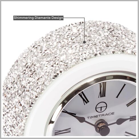 Timetrace Mirror Glass Crush Diamond Mantle Clock for Table Desk Fireplace in Kuwait