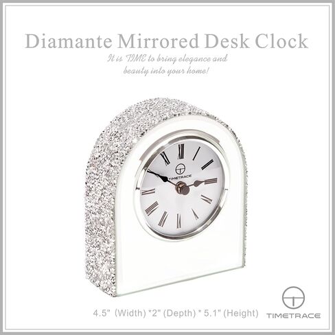 Timetrace Mirror Glass Crush Diamond Mantle Clock for Table Desk Fireplace in Kuwait