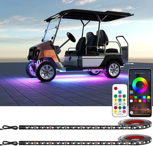 4PCS Golf Cart Underglow LED Light Kit with Built-in 12V-80V Voltage Reducer, APP & Remote Control, Sound Active Music Sync, IP67 Waterproof, Battery Drain Protect, for EZGO Yamaha Club Car in Saudi Arabia