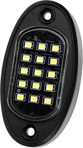 16Pods All Pure White LED Rock Lights Full Kit Plug and Play & Pre Wired 6500K with Switch Wiring Harness Extension Fuse Long Wires, 240Chips Waterproof Underglow 12V for Semi Trucks Pickup Offroad in Kuwait