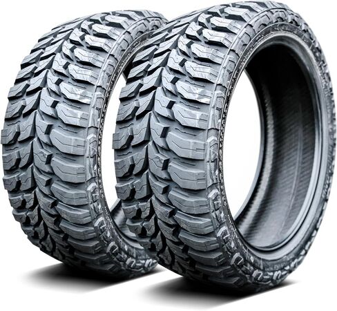 مجموعة من 2 إطارات شعاعية للشاحنات الخفيفة للطرق الوعرة M/T للرياح المتقاطعة - 35X12.50R22 35X12.50X22 35X12.50-22 117Q نطاق التحميل E LRE 10 طبقات BSW جدار جانبي أسود in Saudi Arabia