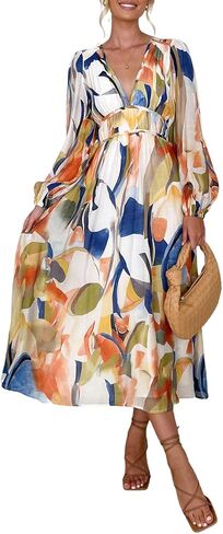 Sissyaki Womens Long Sleeve Summer Maxi Dress 2026 Floral Dress Spring Wedding Guest Dress in Kuwait