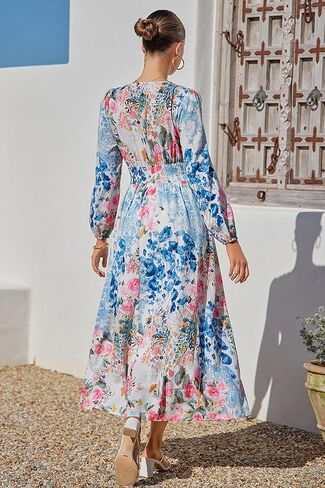 Sissyaki Womens Long Sleeve Summer Maxi Dress 2026 Floral Dress Spring Wedding Guest Dress in Kuwait