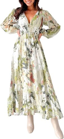 Sissyaki Womens Long Sleeve Summer Maxi Dress 2026 Floral Dress Spring Wedding Guest Dress in Kuwait