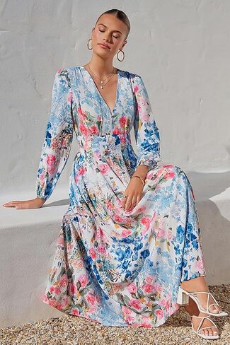 Sissyaki Womens Long Sleeve Summer Maxi Dress 2026 Floral Dress Spring Wedding Guest Dress in Kuwait