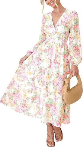 Sissyaki Womens Long Sleeve Summer Maxi Dress 2026 Floral Dress Spring Wedding Guest Dress in Kuwait